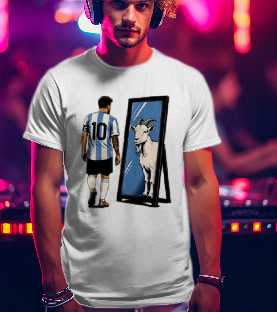 Messi Argentina 10 Reflecting GOAT Mirror Soccer T-Shirt