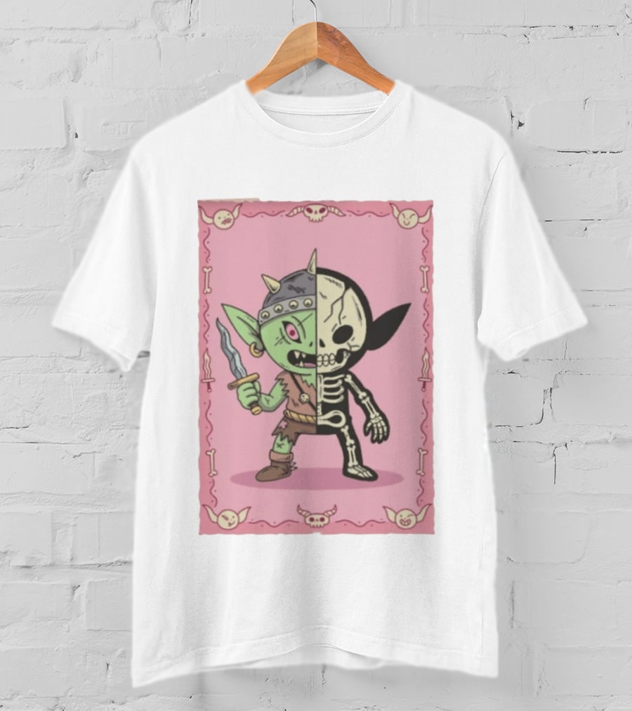 X Ray Goblin Skeleton Fantasy Creature With Dagger T-Shirt