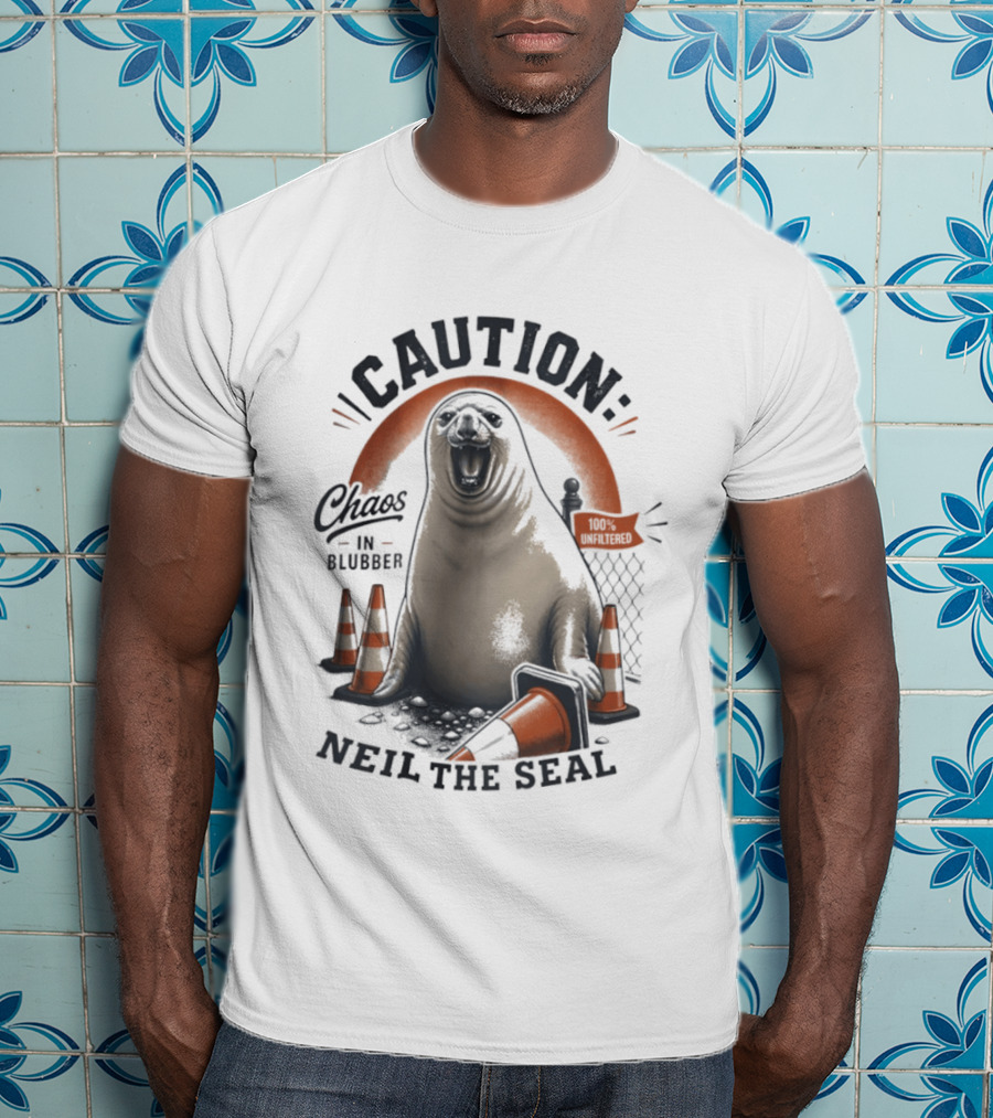 Caution Neil The Seal Chaos In Blubber With Traffic Cones T-Shirt
