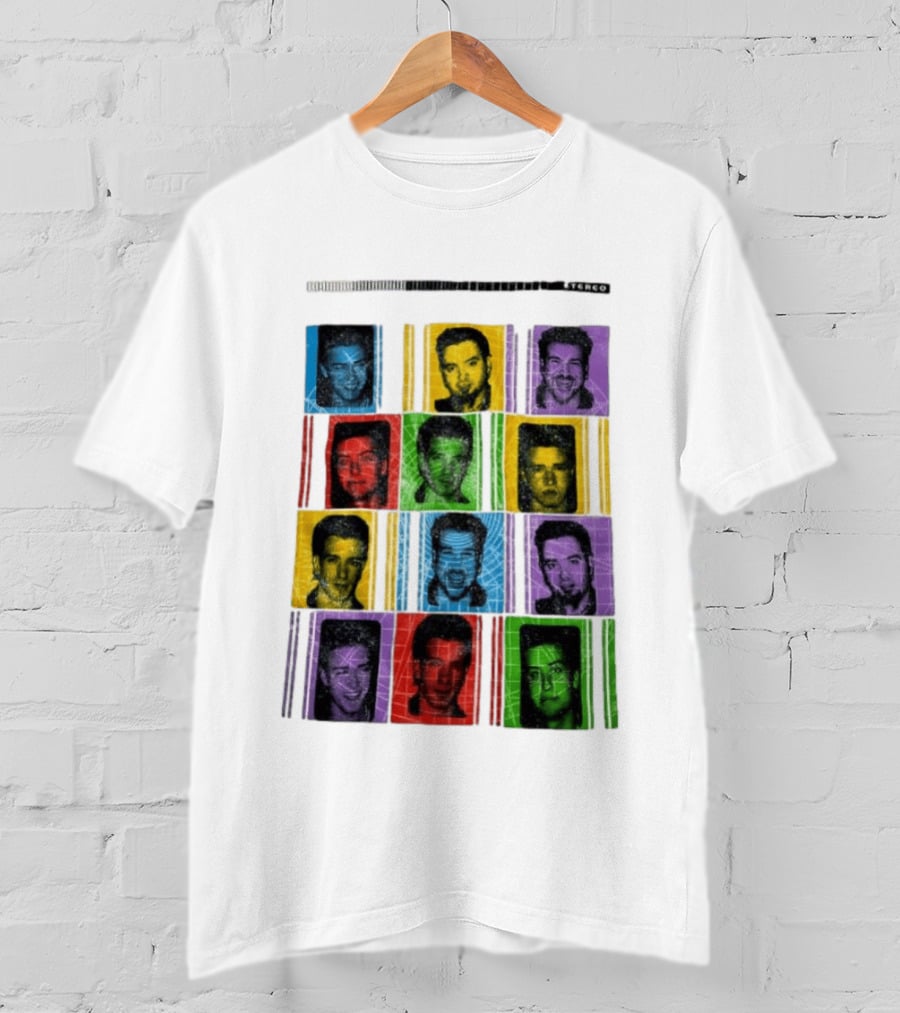 NSYNC Justin Timberlake JC Chasez Joey Fatone Lance Bass Chris Kirkpatrick Vibrant Portrait Grid Stereo Bars T-Shirt