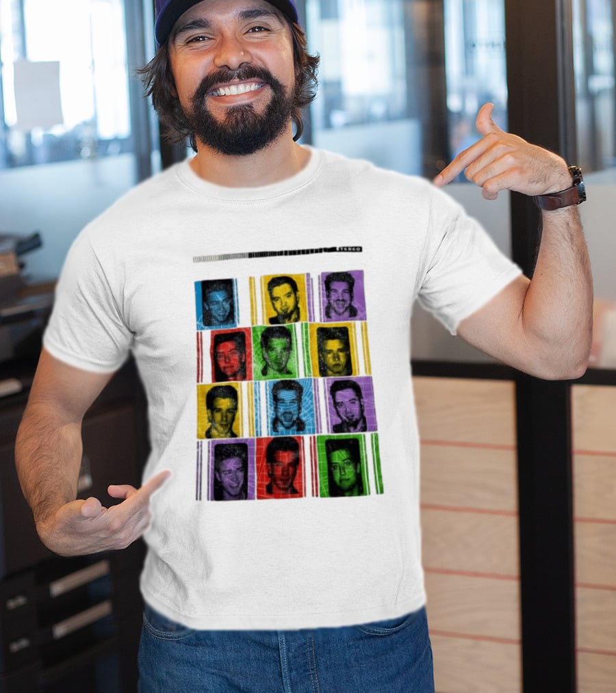 NSYNC Justin Timberlake JC Chasez Joey Fatone Lance Bass Chris Kirkpatrick Vibrant Portrait Grid Stereo Bars T-Shirt