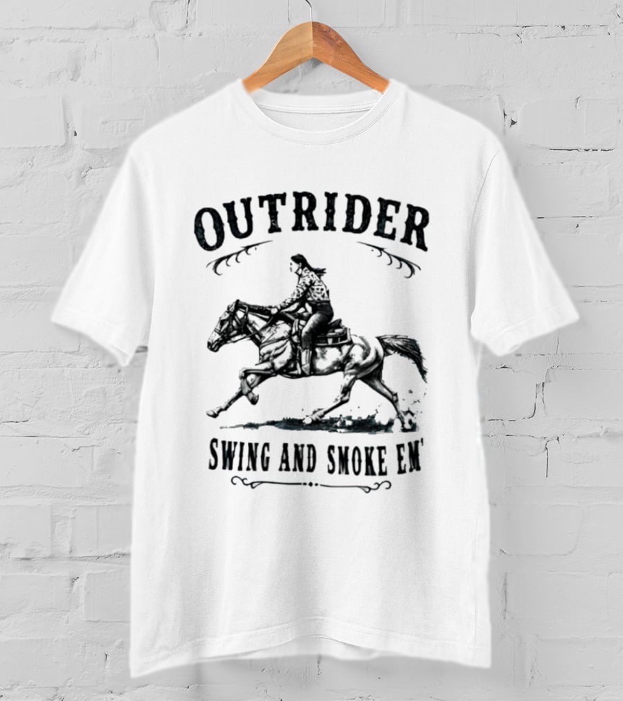 Outrider Swing And Smoke Em Cowgirl Horseback Riding Adventure T-Shirt