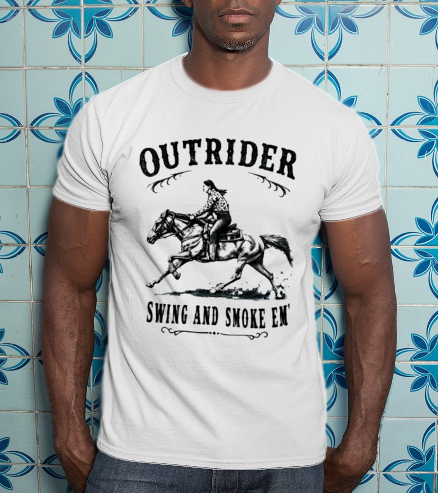 Outrider Swing And Smoke Em Cowgirl Horseback Riding Adventure T-Shirt