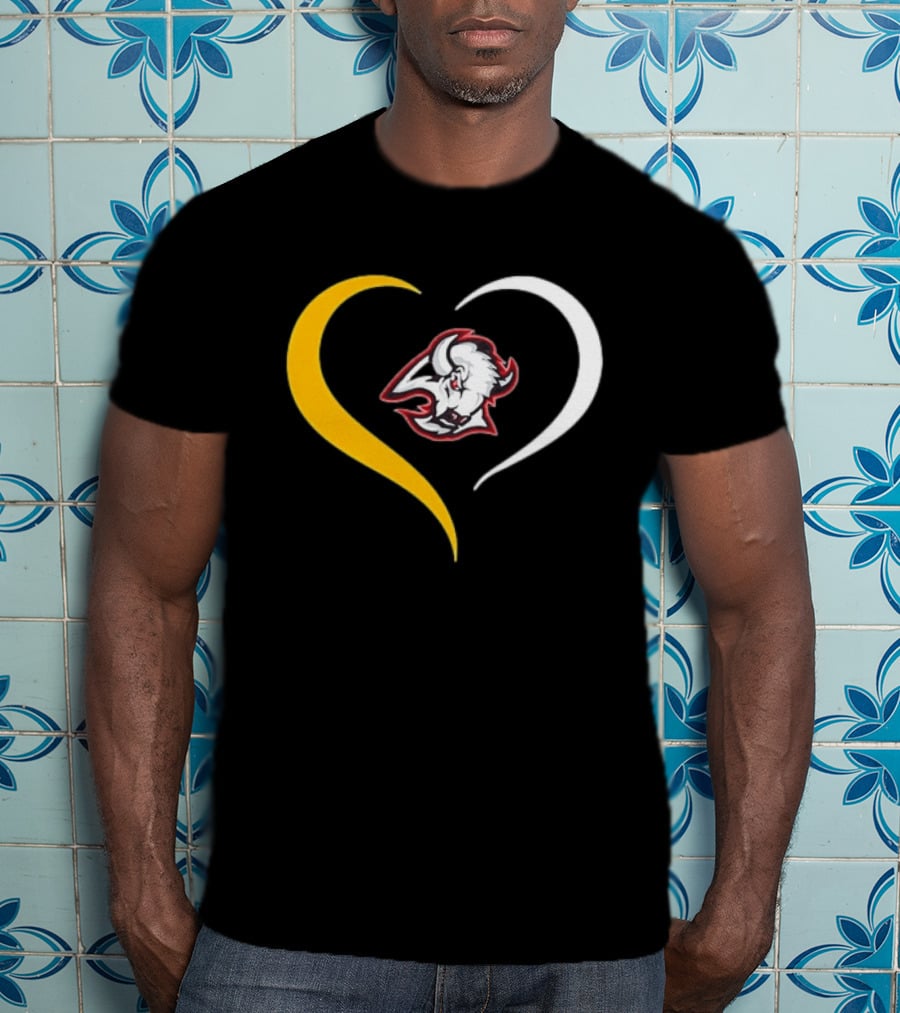 Buffalo Heart With Buffalo Head And Dual Heart T-Shirt