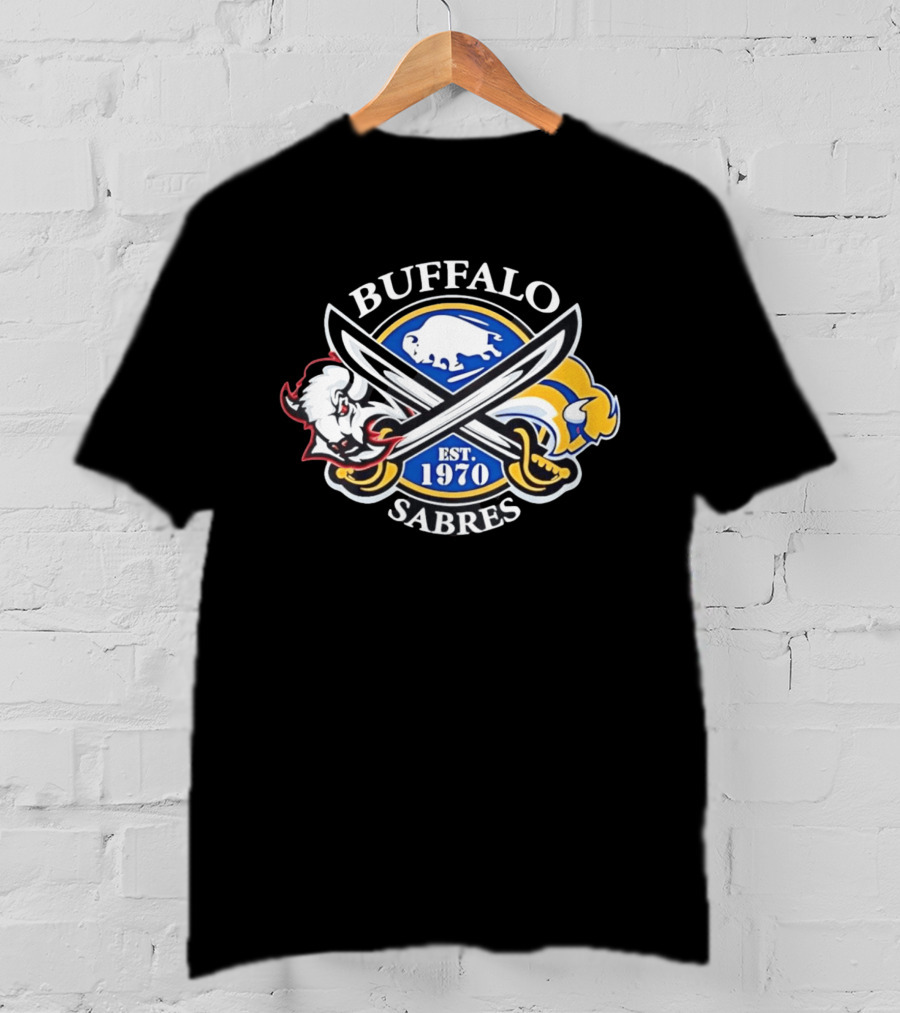 Buffalo Sabres Est 1970 Crossed Sabers Logo With Buffalo And Sabre T-Shirt