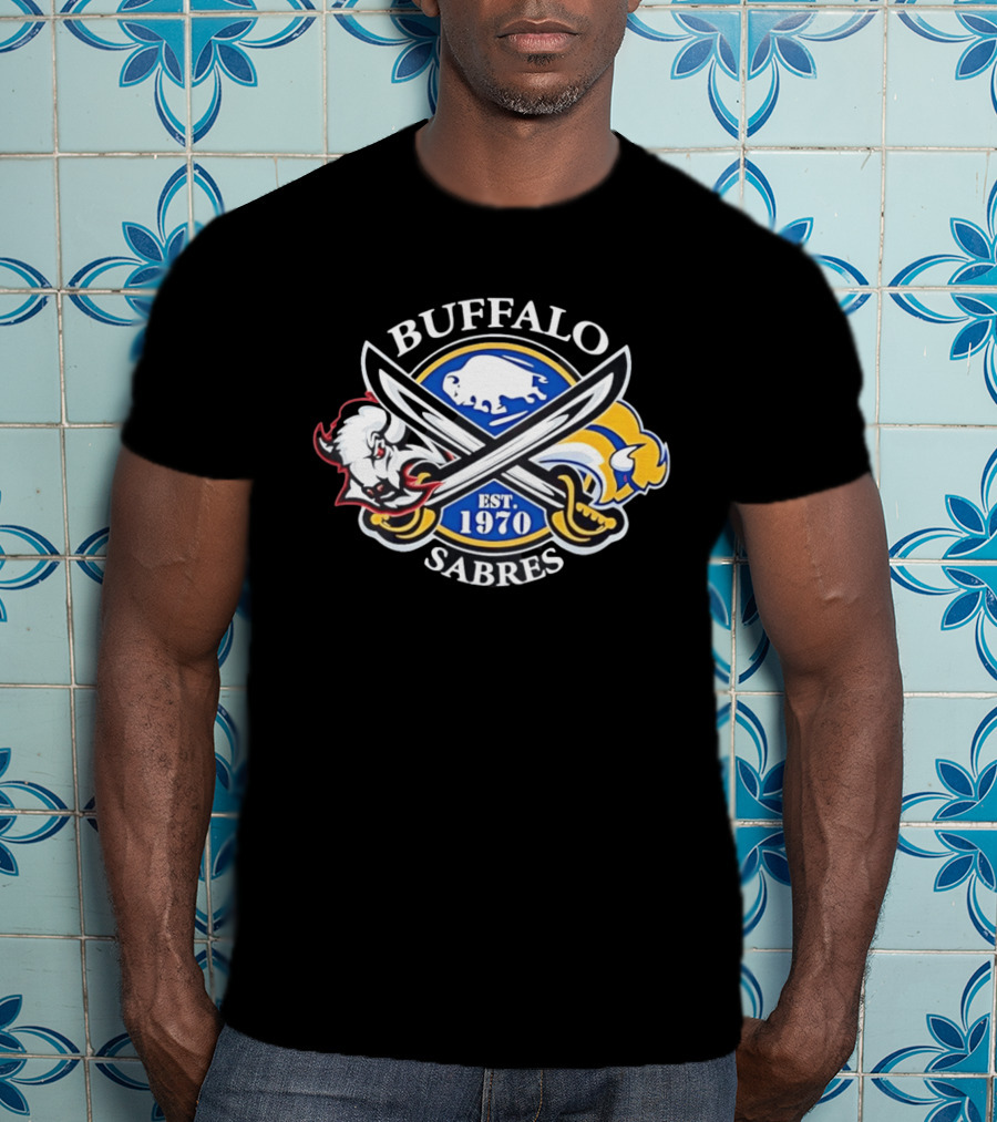 Buffalo Sabres Est 1970 Crossed Sabers Logo With Buffalo And Sabre T-Shirt