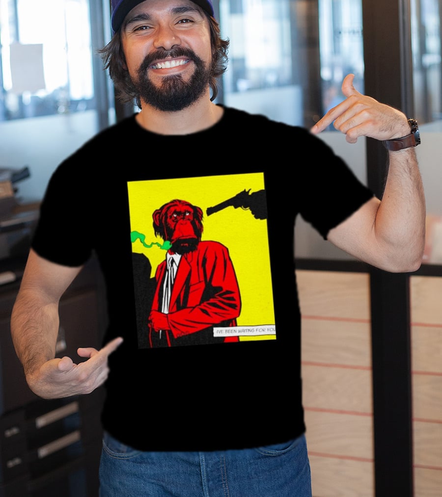 Chimpanzee Hitman Smoking Scene I've Been Waiting For You T-Shirt