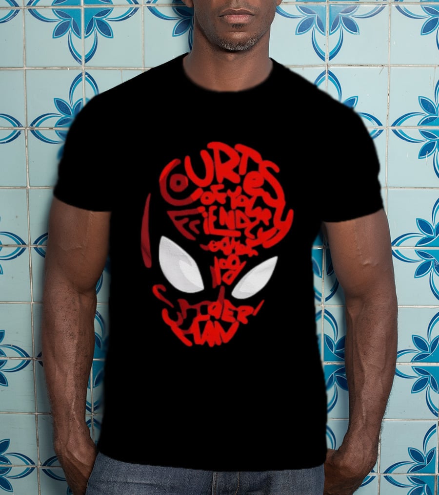 Courtesy Of Your Friendly Neighborhood Spider Man Face T-Shirt