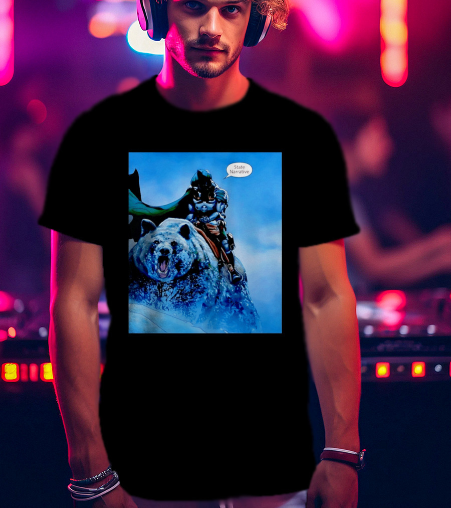 Doctor Doom State Narrative Riding Bear T-Shirt