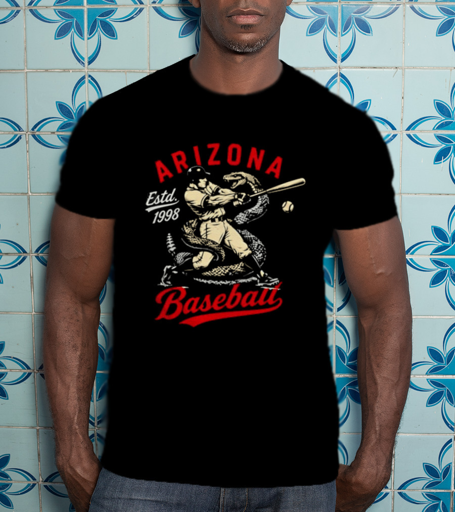 Estd 1998 Arizona Baseball Batting Player With Snake T-Shirt