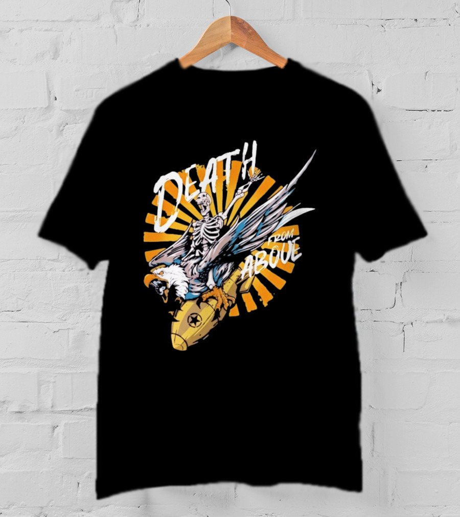 Skeleton Eagle Riding Bomb Death From Above T-Shirt