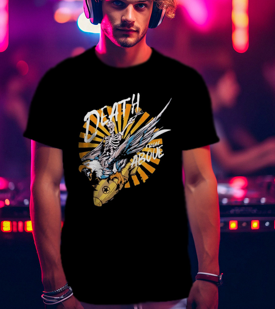 Skeleton Eagle Riding Bomb Death From Above T-Shirt