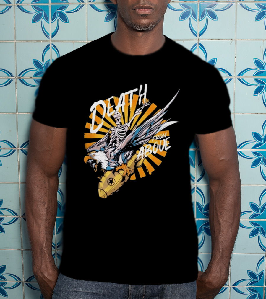 Skeleton Eagle Riding Bomb Death From Above T-Shirt