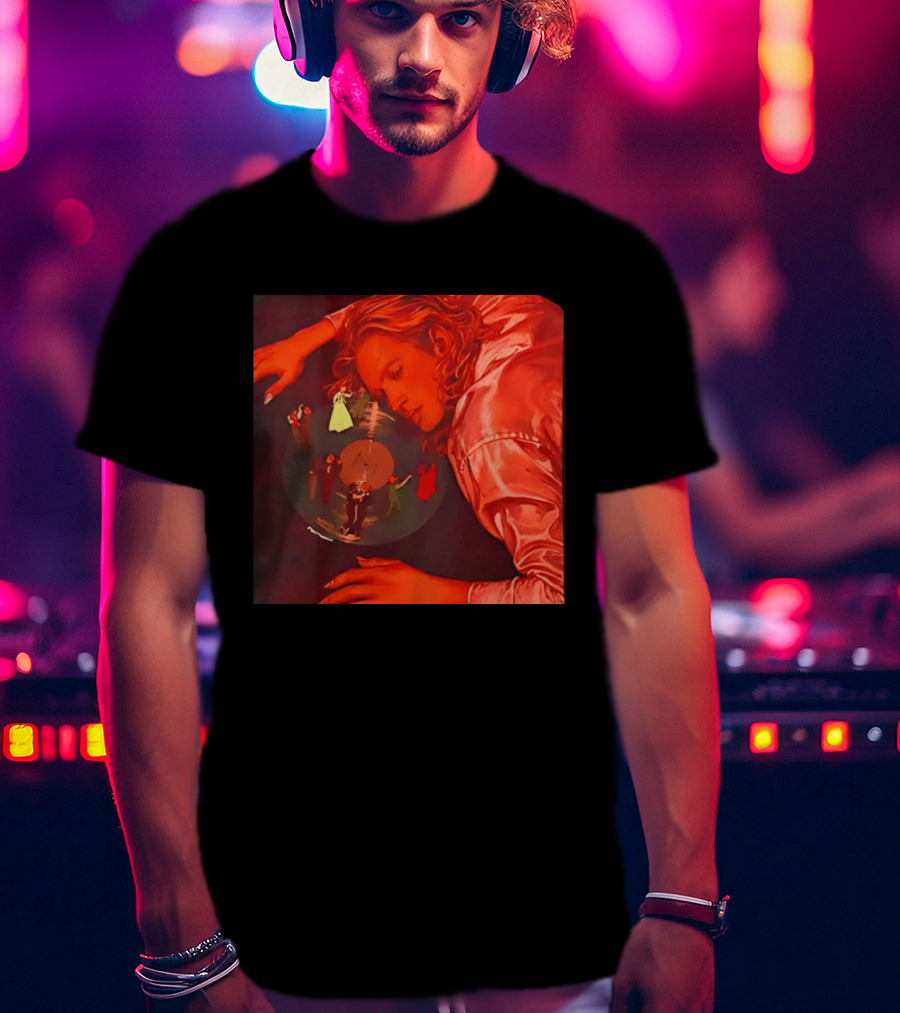 Vinyl Dreams Young Man Resting With Dancing Figures T-Shirt