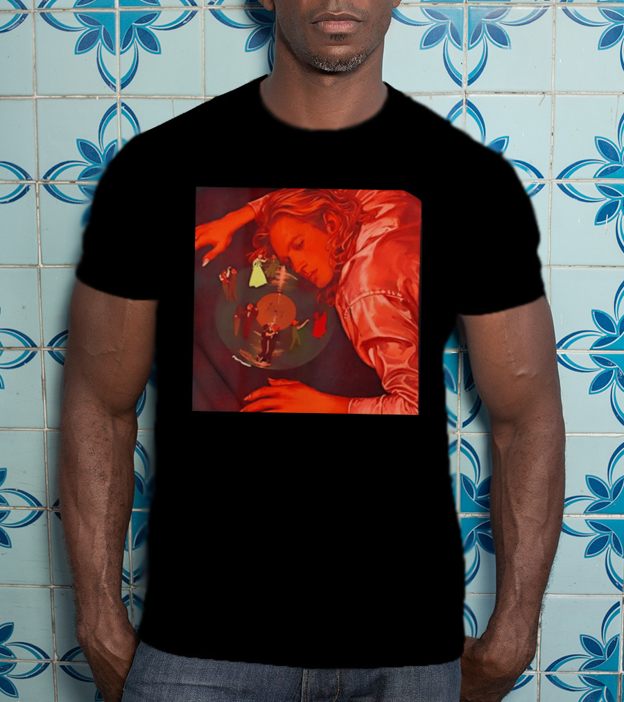 Vinyl Dreams Young Man Resting With Dancing Figures T-Shirt