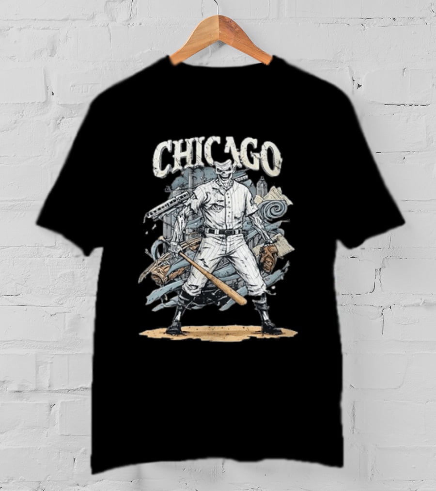 Chicago Zombie Baseball Player With Bat And Glove T-Shirt
