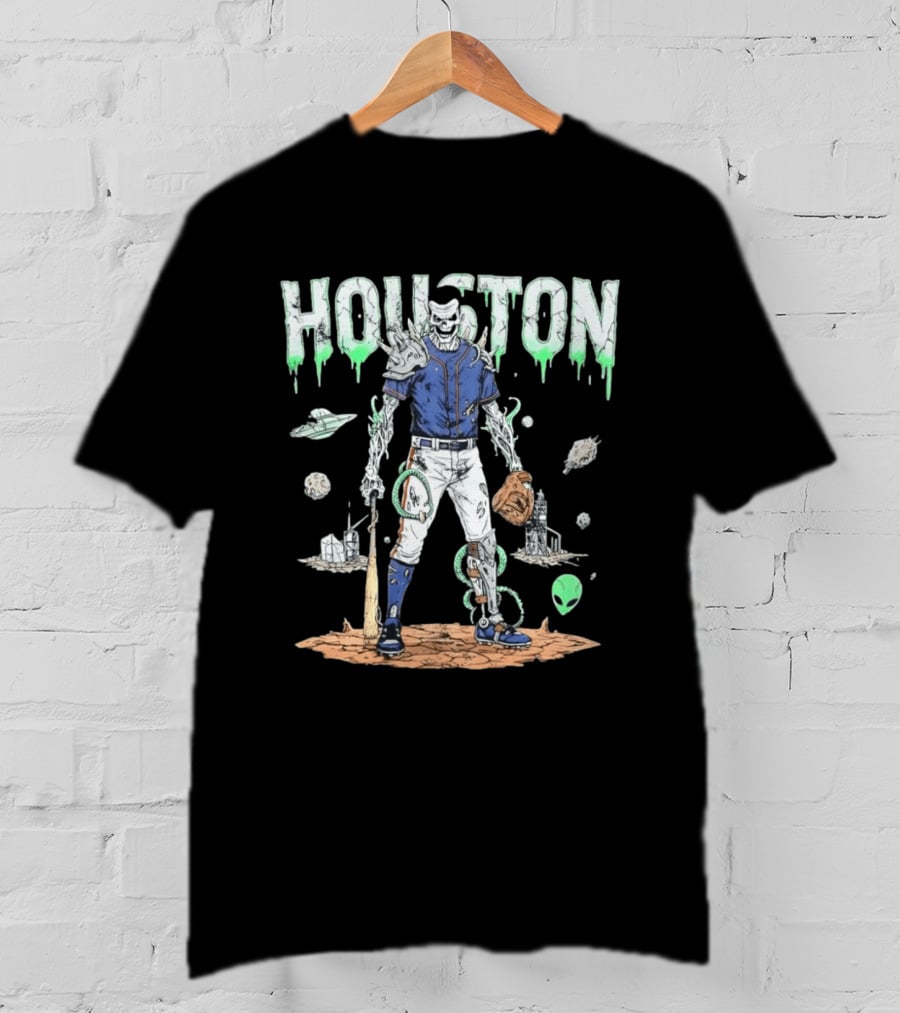 Houston Astros Space Zombie Baseball Player Alien T-Shirt