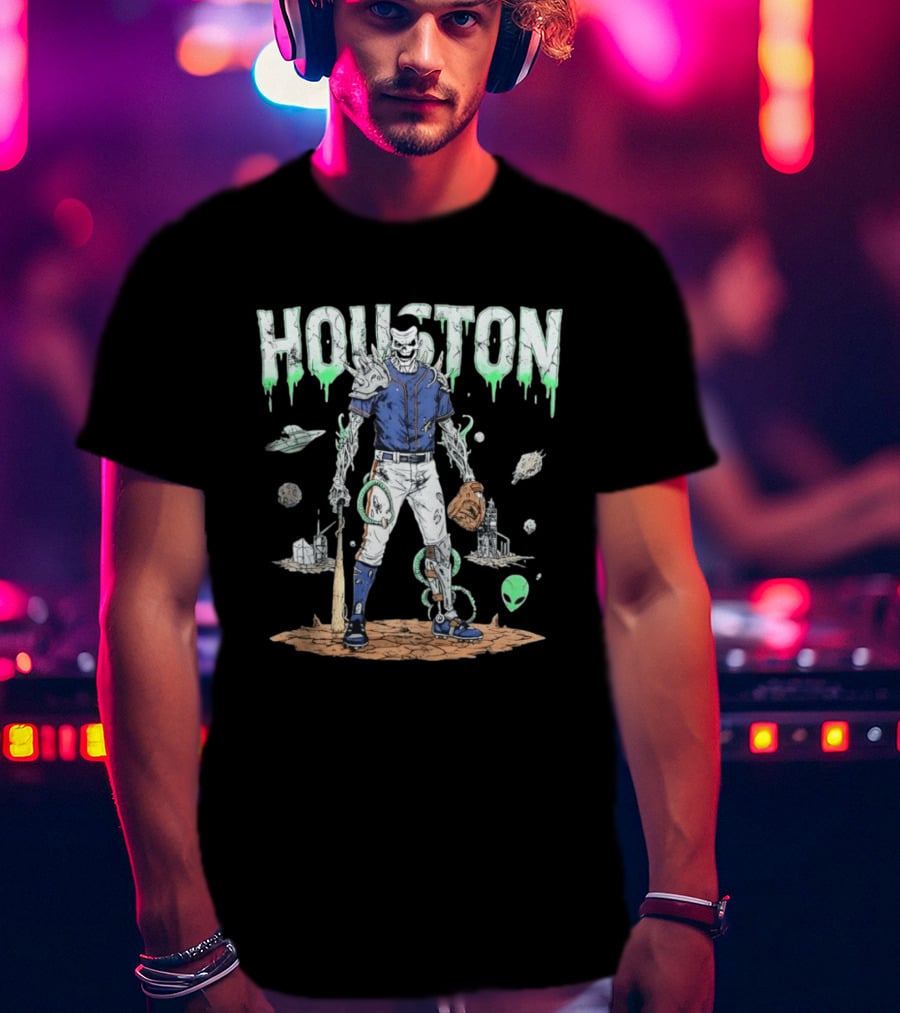 Houston Astros Space Zombie Baseball Player Alien T-Shirt