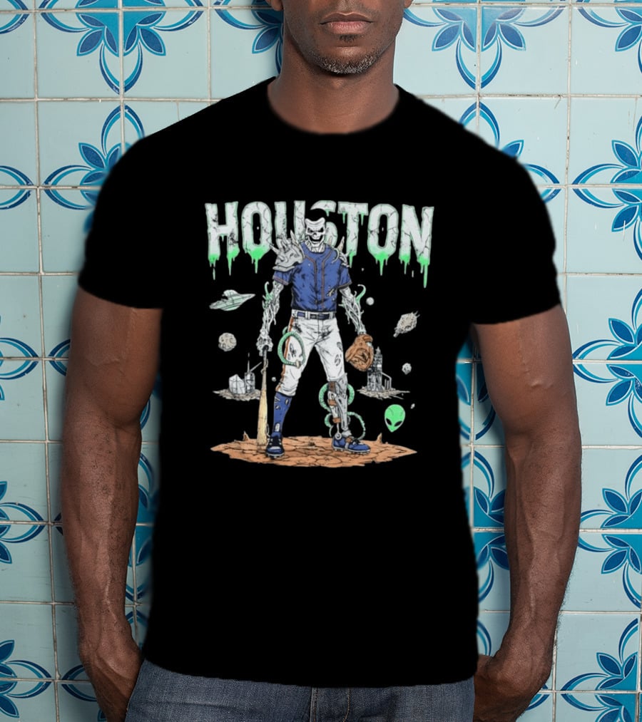 Houston Astros Space Zombie Baseball Player Alien T-Shirt