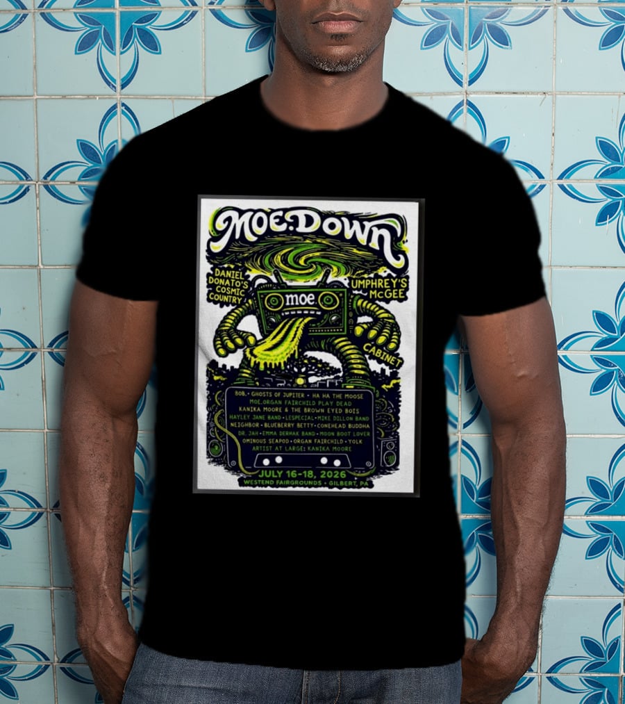 Moe Down Festival July 16 18 2026 Featuring Umphrey's McGee Cabinet Daniel Donato At Westend Fairgrounds Gilbert PA T-Shirt