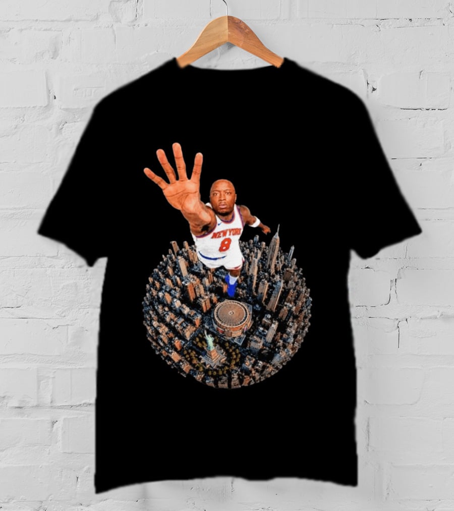 New York Basketball Player Over Cityscape Statue At Madison Square Garden T-Shirt