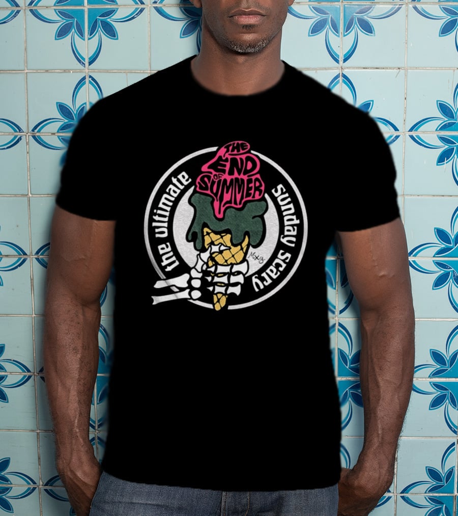 The Ultimate Sunday Scary The End Of Summer Skeleton Ice Cream T-Shirt