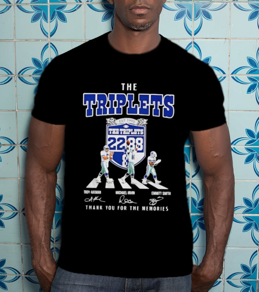 Troy Aikman Michael Irvin Emmitt Smith Dallas Cowboys The Triplets Est 1990 Thank You For The Memories T-Shirt