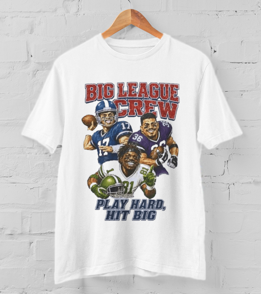 Big League Crew #17 Rocket #36 Bruiser #81 Flash Play Hard Hit Big Football Players T-Shirt