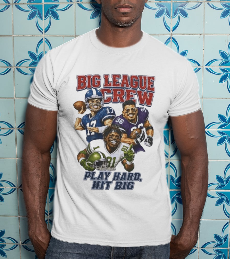 Big League Crew #17 Rocket #36 Bruiser #81 Flash Play Hard Hit Big Football Players T-Shirt