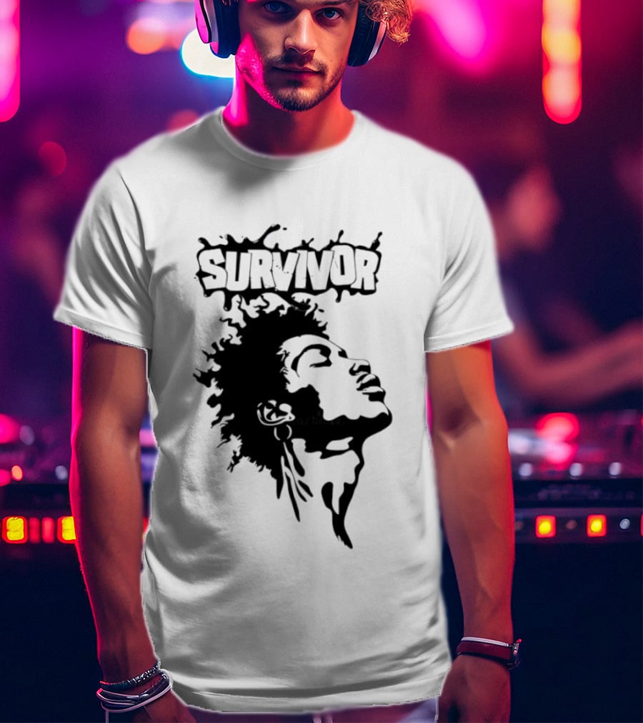 Survivor Black Power Profile Afro T-Shirt