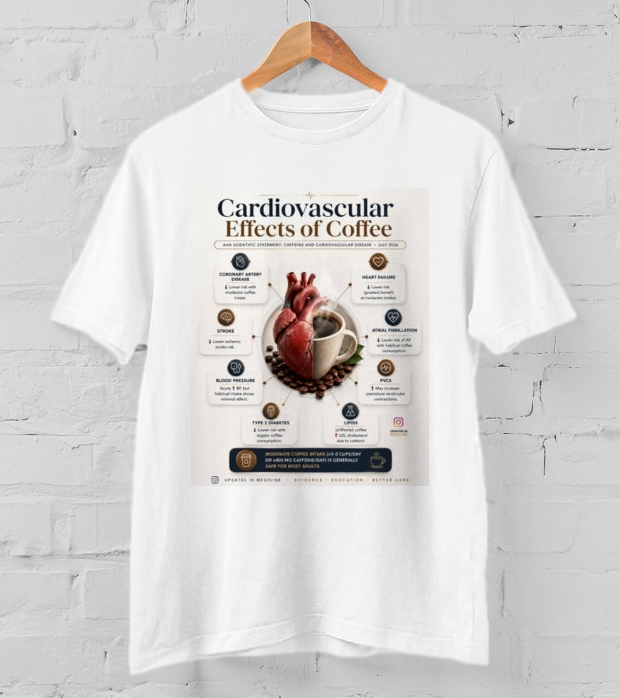 Cardiovascular Effects Of Coffee AHA Scientific Statement Caffeine Heart Health July 2026 T-Shirt