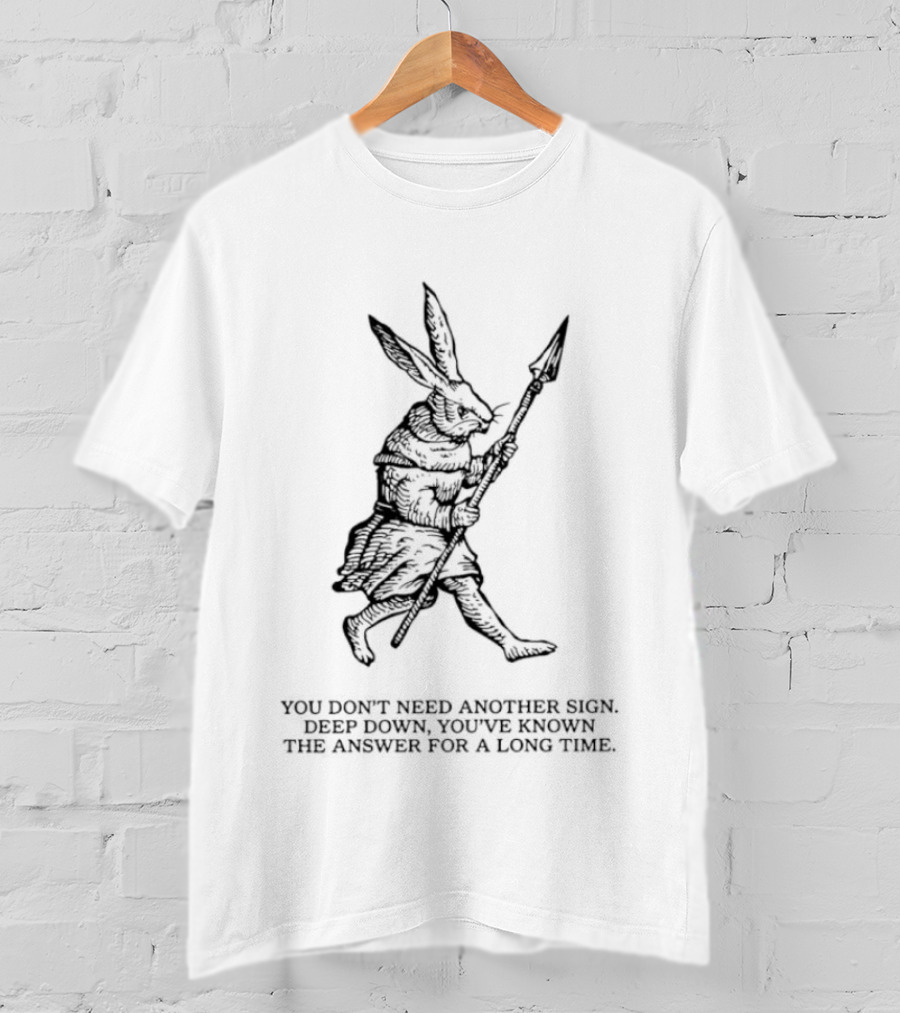Knight Rabbit You Do Not Need Another Sign Deep Down You Have Known The Answer T-Shirt