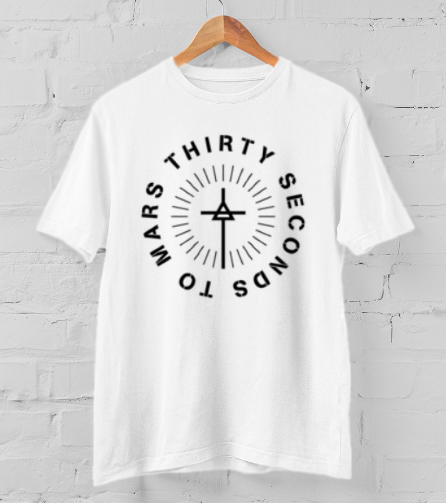 Thirty Seconds To Mars Circular Triad Symbol Graphic White T-Shirt