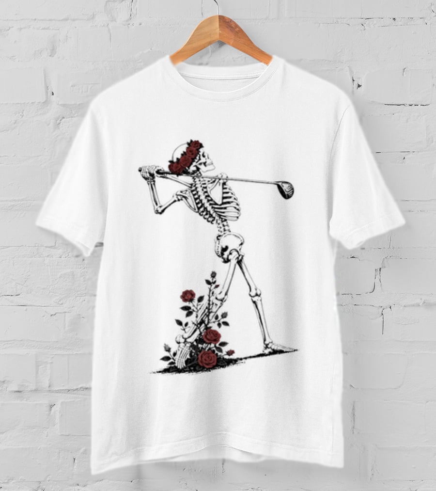 Grateful Dead Skeleton Golfer With Roses And Golf Club T-Shirt