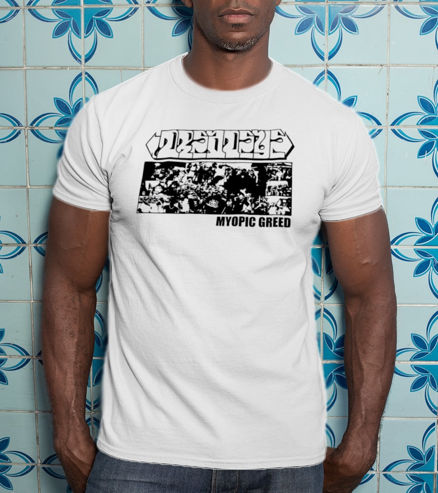 Dmsseye Myopic Greed Black And White Collage T-Shirt