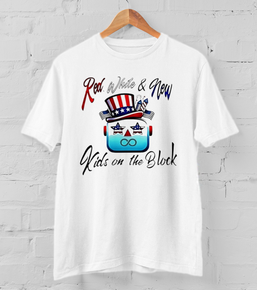 Red White And New Kids On The Block Patriotic Robot Fourth Of July T-Shirt