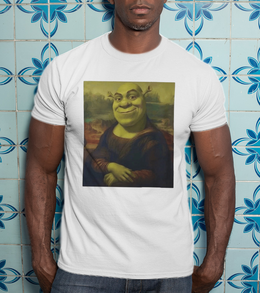 Shrek Mona Lisa Crossover Painting T-Shirt