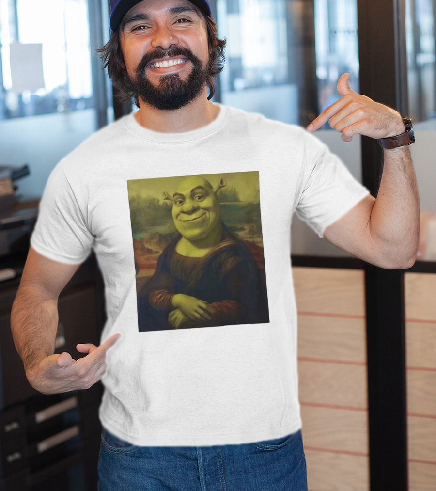 Shrek Mona Lisa Crossover Painting T-Shirt