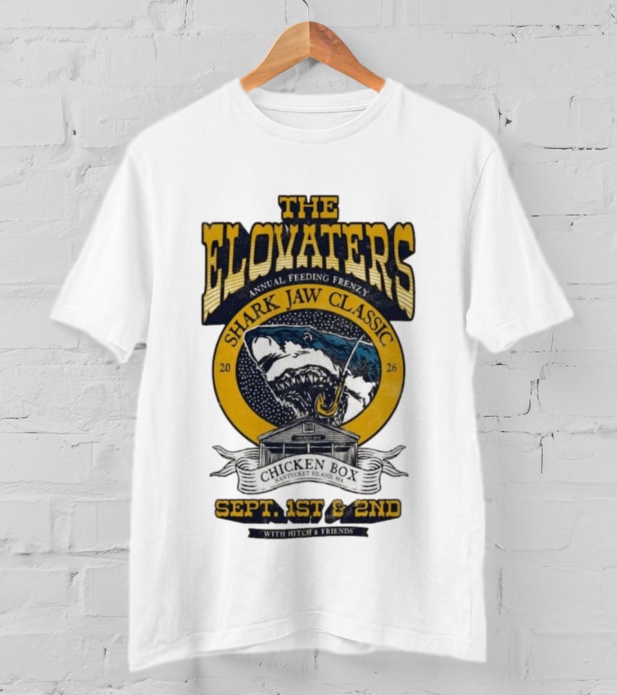 The Elovaters Annual Feeding Frenzy Shark Jaw Classic Nantucket Island MA Chicken Box Sept 1st 2nd 2026 With Hitch Friends T-Shirt