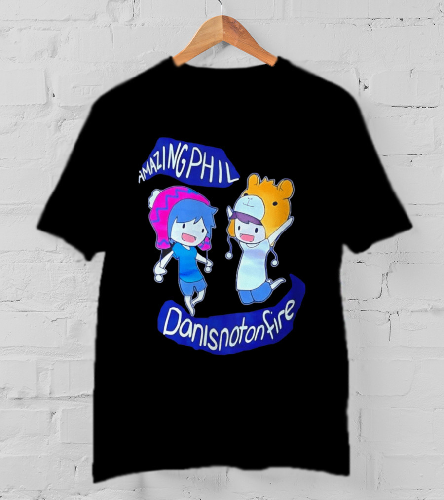 Amazing Phil Danisnotonfire Cartoon Characters Jumping T-Shirt