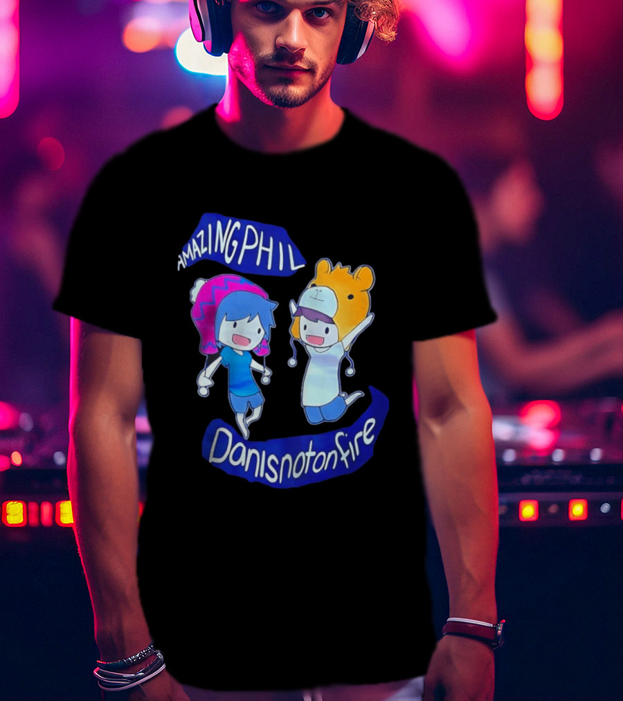 Amazing Phil Danisnotonfire Cartoon Characters Jumping T-Shirt