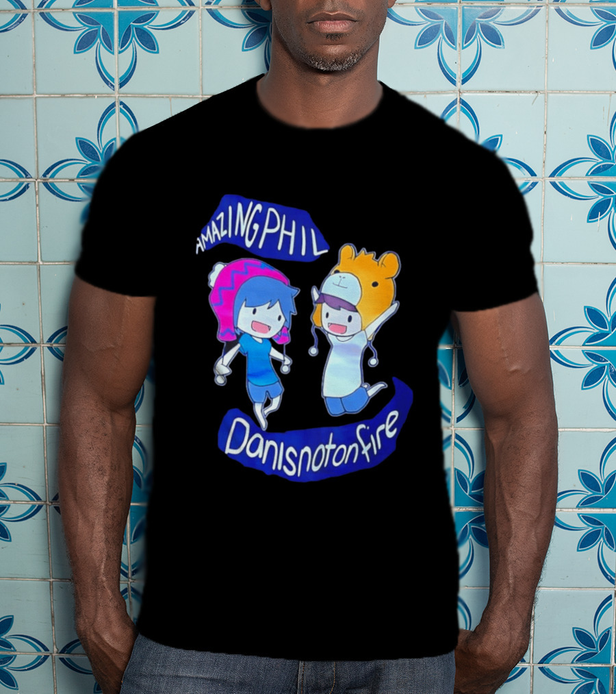 Amazing Phil Danisnotonfire Cartoon Characters Jumping T-Shirt