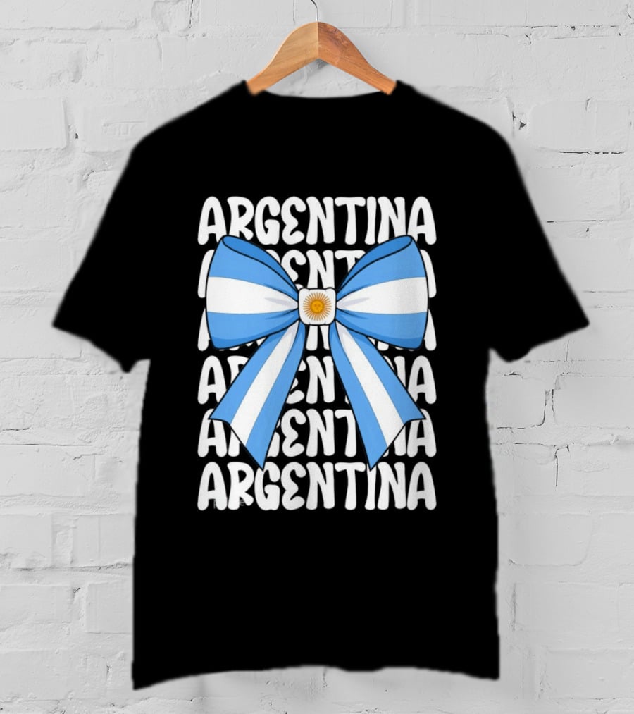 Argentina Flag Blue And White Bow Ribbon T-Shirt