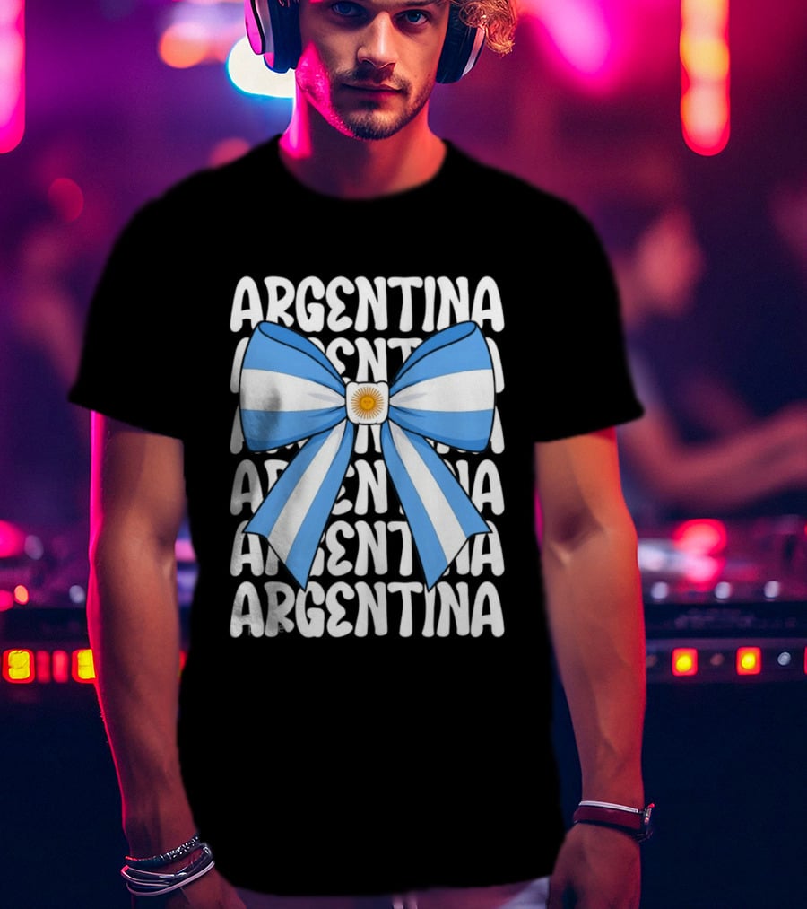 Argentina Flag Blue And White Bow Ribbon T-Shirt