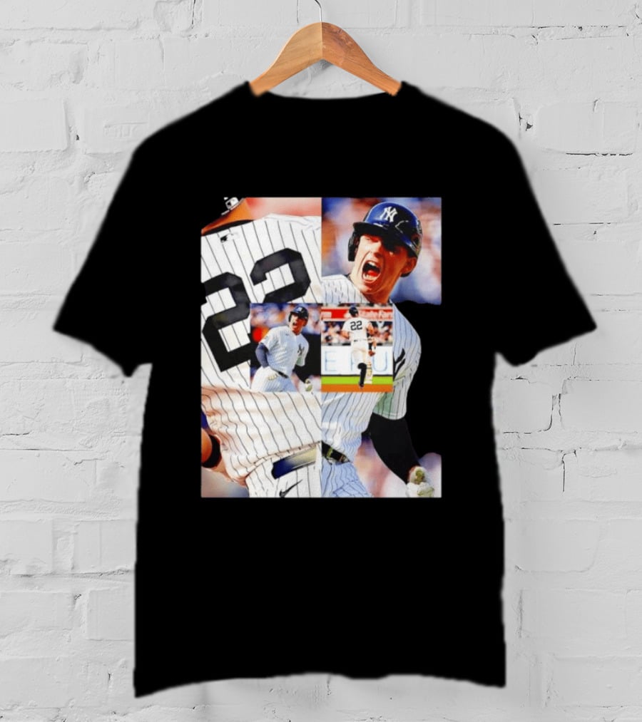 Harrison Bader No 22 Yankees Pinstripe Collage With Action Shots T-Shirt