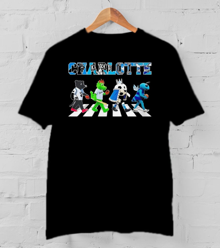 Charlotte Mascots Abbey Road Carolina Panthers Knights FC Hornets T-Shirt
