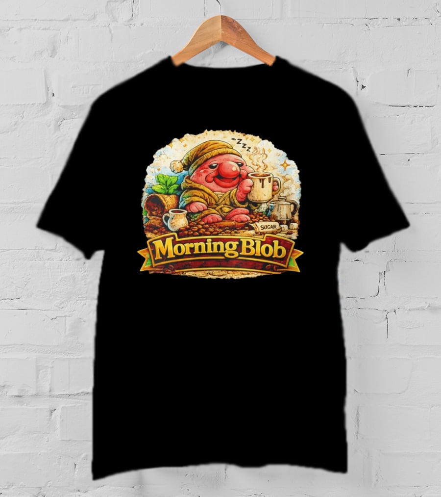 Cozy Morning Blob Coffee Drinker Sugar Delight Relaxation T-Shirt