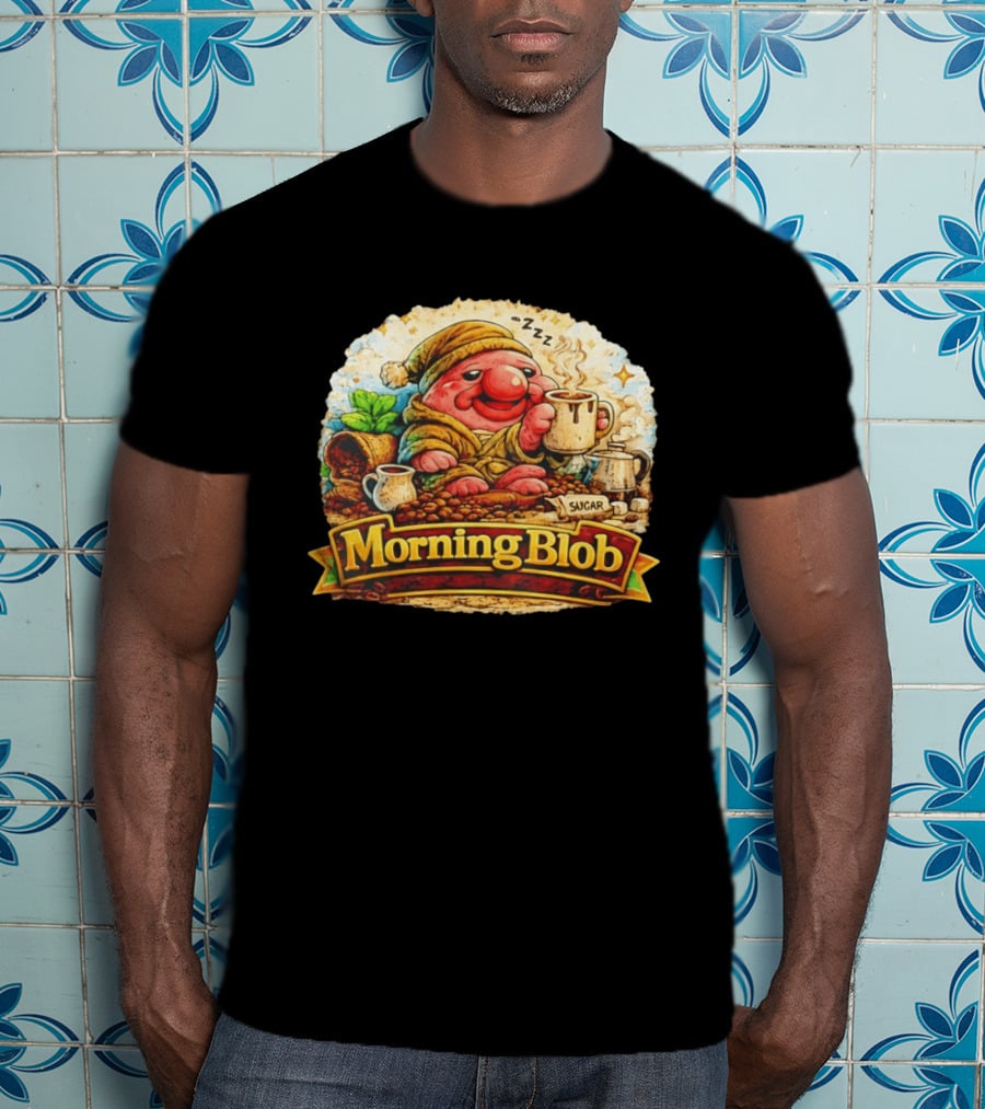 Cozy Morning Blob Coffee Drinker Sugar Delight Relaxation T-Shirt