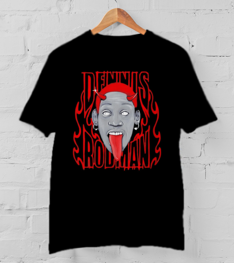 Dennis Rodman Red Horns Fire Flame T-Shirt