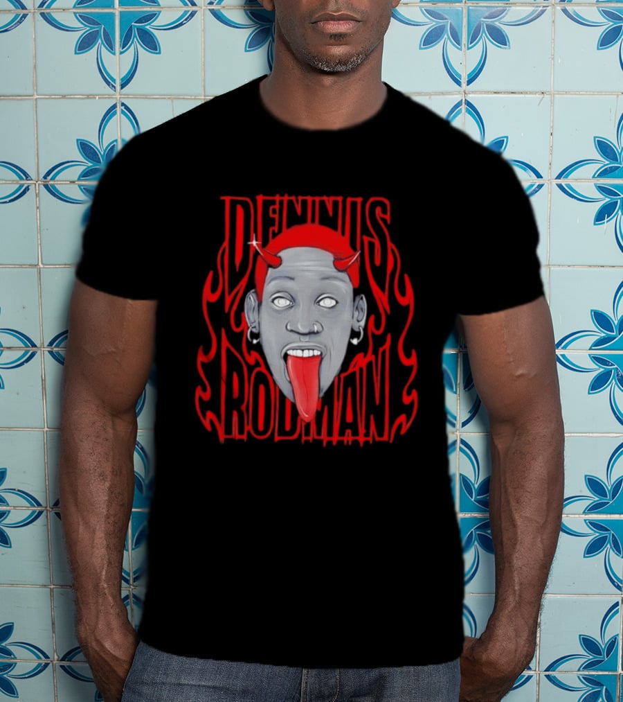 Dennis Rodman Red Horns Fire Flame T-Shirt